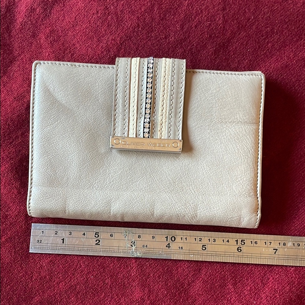 Oliver Weber taupe leather wallet.